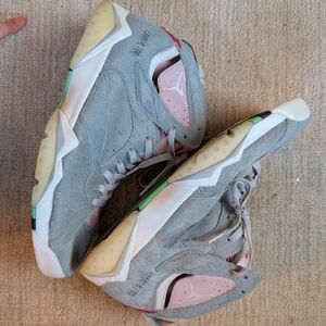 Men's Air Jordan 7 Gray and Pink Sneakers